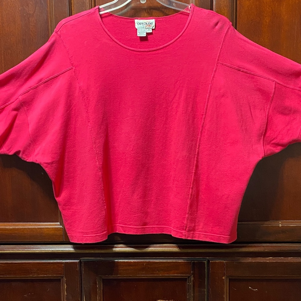 Capistrano sport vintage plus size 3X Fuchsia Short Sleeve crop Top